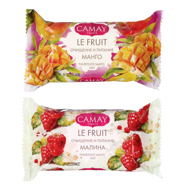 Мыло твердое туалетное CAMAY LE FRUIT Малина/Манго