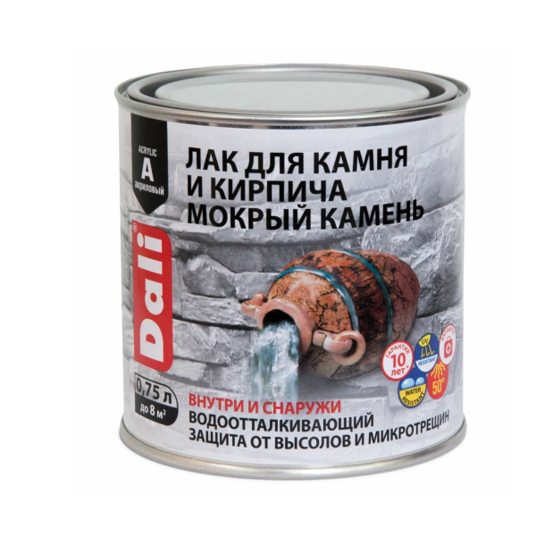 Лак акриловый для камня и кирпича 0,75л Мокрый камень Dali