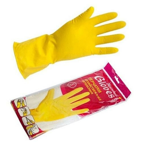 Перчатки латексные хозяйственые желтые 30г Libry S