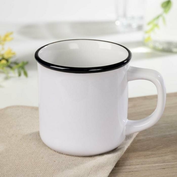 Кружка керамическая Доляна «Эмаль», 300 мл, цвет белый