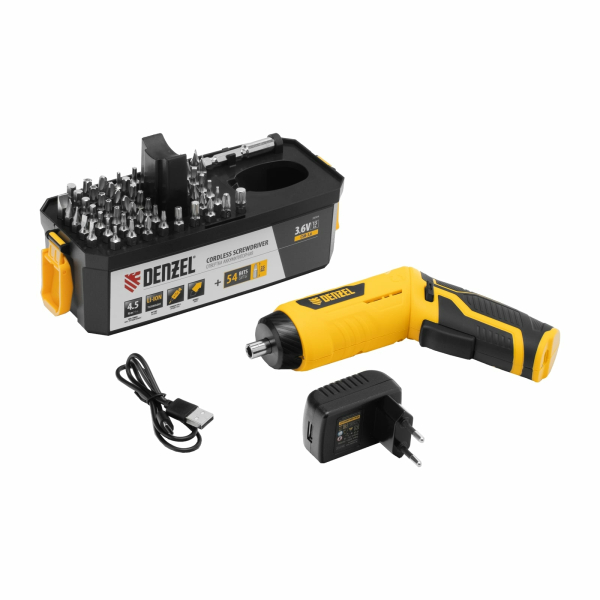 Отвертка аккумуляторная 3,6 В 1,3 Ач с аксессуарами CSH-3.6 Denzel