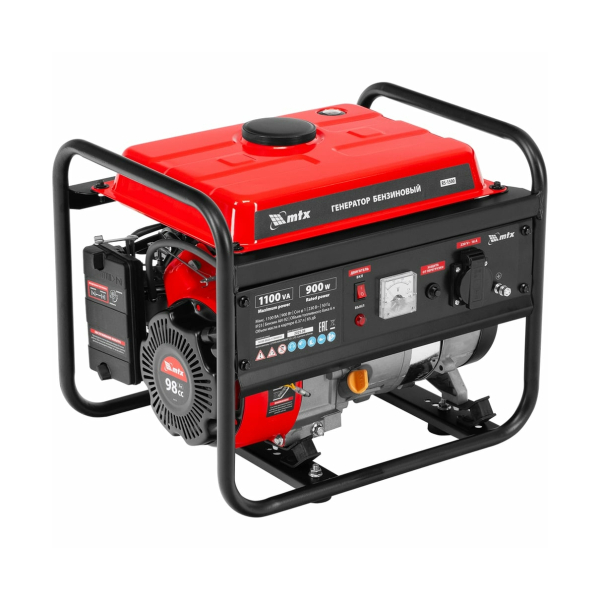 Генератор бензиновый 1,1кВт 4,8л ручной стартер MTX RS-1500