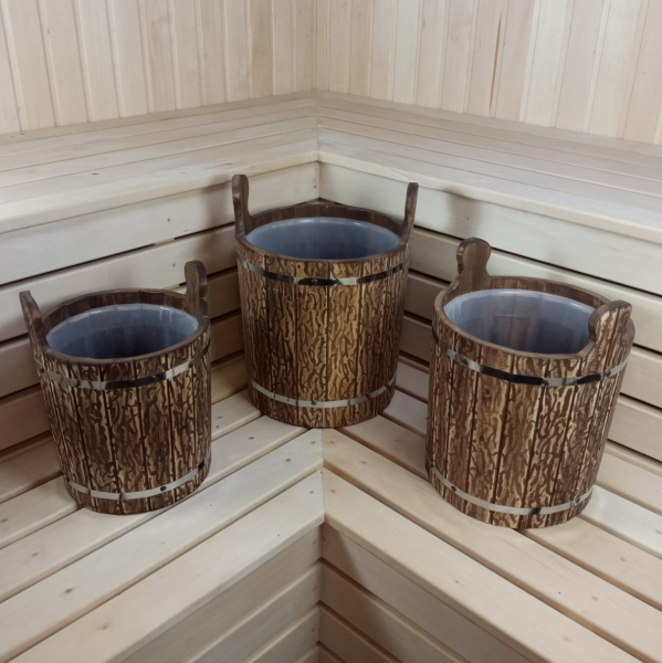 Запарник банный 13л вставка пластик искусственное старение липа