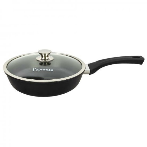 Сковорода 28см алюминевая стеклянная крышка Универсальная Гранит Горница