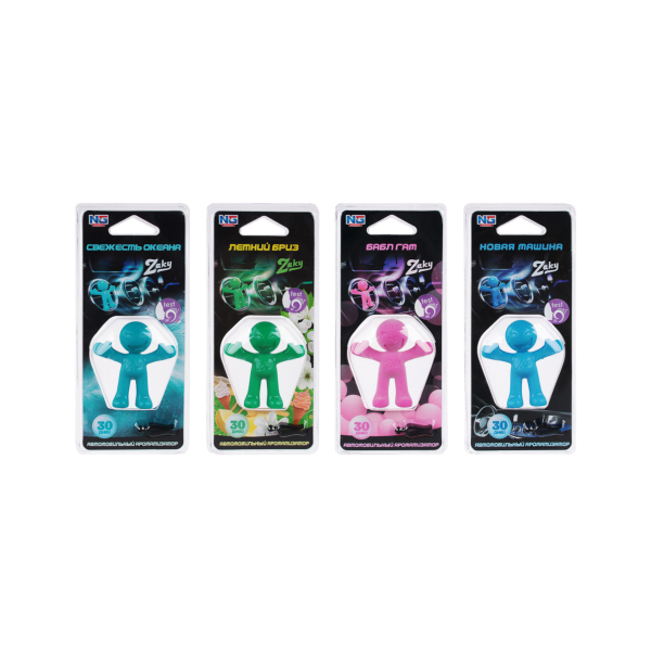 NEW GALAXY Ароматизатор гелевый Zaky,14 гр.,бабл гам, свежесть океана, новая машина, летний бриз