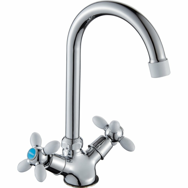 Смеситель для кухни маховик высокий излив белый D4471-8 DIKALAN