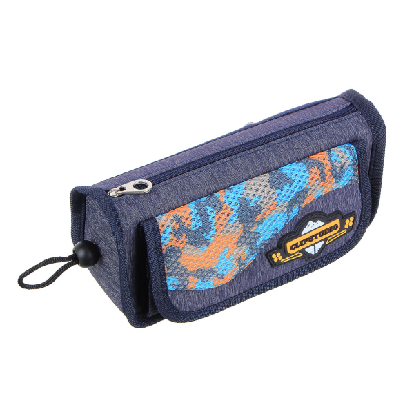 Пенал прямоугольный 20х9х5,5см, 1 отд., 1 карман, п/э под ткань, нашивка, ручка с фиксатором, 3цвета