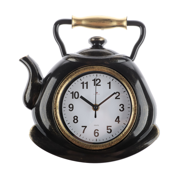 Часы настенные чайник 27х28,5 см, корпус черный с золотом "Классика", арт.3129-006