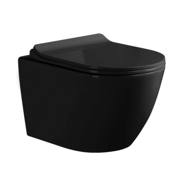 Унитаз подвесной безободковый микролифт/дюропласт черный KN101000B KNOIS