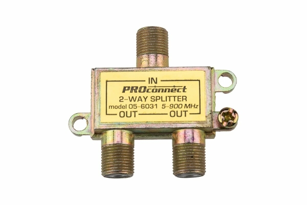Разветвитель Splitter на 2TV 5-900MHz без штекера желтый PROconnect