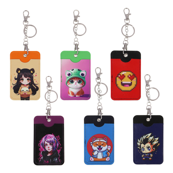 Чехол для пропуска двусторонний с кольцом и карабином тм ЮL, ПВХ, металл, 11х6,7см, 6 дизайнов