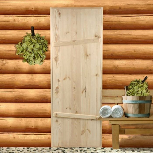 Дверь для бани и сауны ДОБРОПАРОВЪ массив сосна  на клиньях 1900*700 7069275