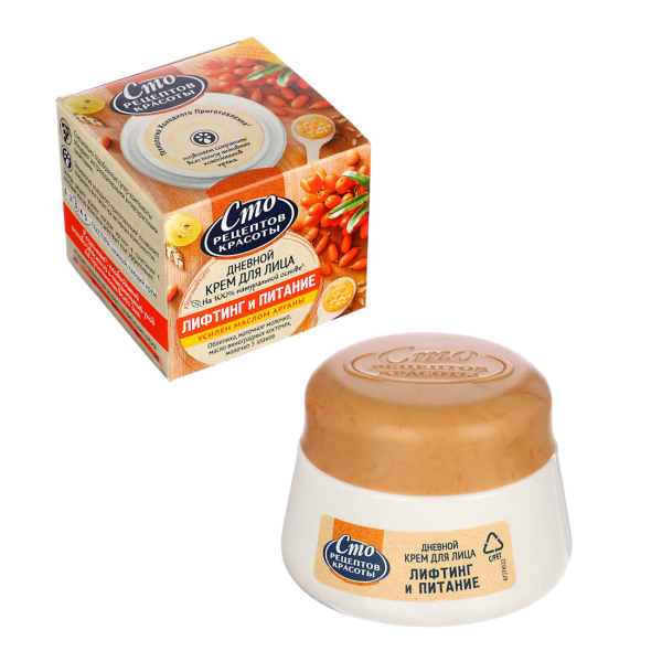 Крем для лица дневной СТО РЕЦЕПТОВ КРАСОТЫ Лифтинг и питание, п/б, 50 мл