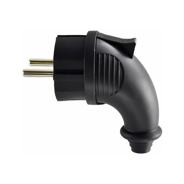 Вилка угловая 16А 2Р+РЕ 220В IP44 каучук Lezard