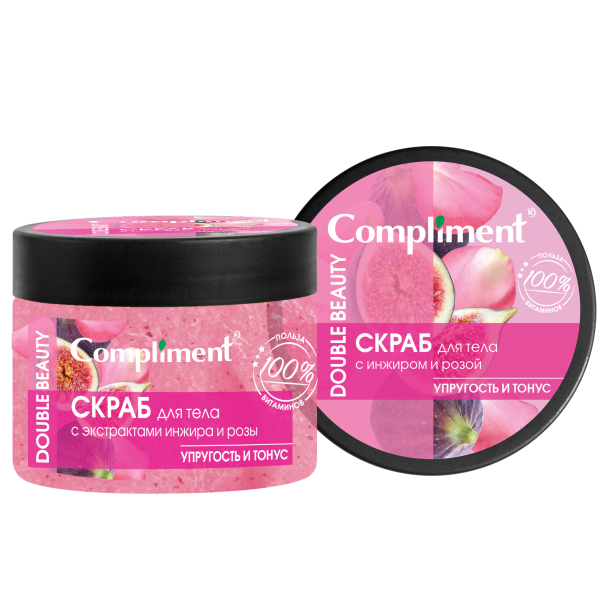 Скраб для тела упругость и тонус Инжир-роза 400мл Compliment