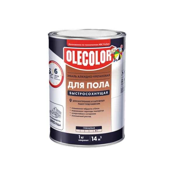 Эмаль алкидно-уретановая для пола желто-коричневый 1,8кг Olecolor