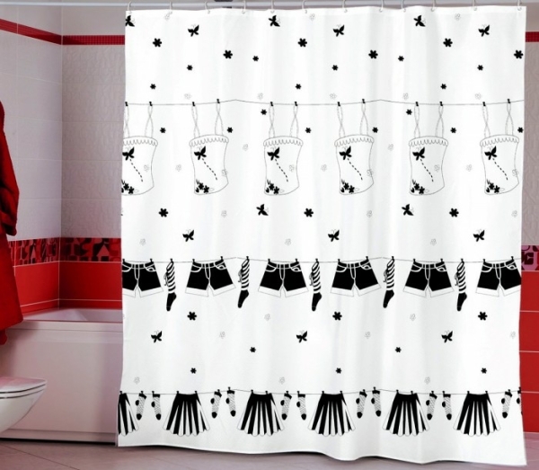 Штора для ванной 180*200 полиэстер черно-белая DRESSY MIRANDA