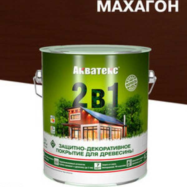 Пропитка для дерева 2в1 махагон 2,7л Акватекс
