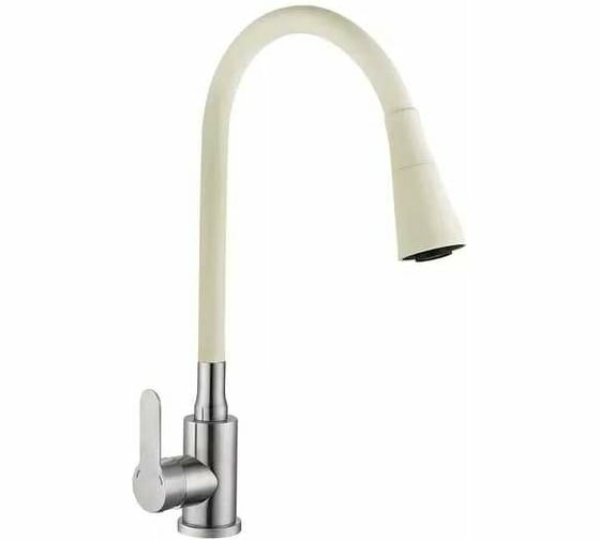 Смеситель для кухни однорычажный силиконовый излив бежевый нерж.сталь Садко 577030 АНТЕЙ