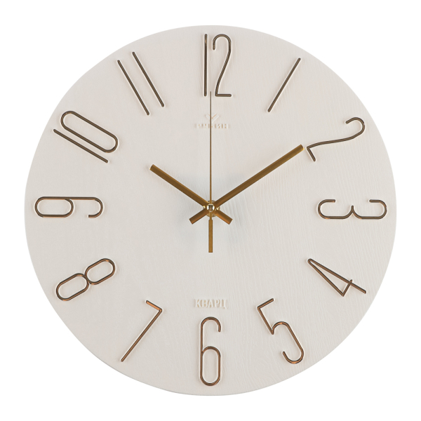 Часы настенные d=30см, корпус белый+золото "Классика", арт.3010-002