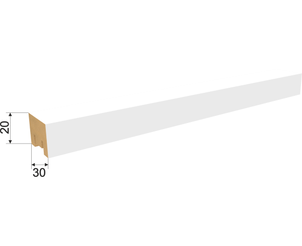 Интерьерная рейка МДФ Милана Белый  20х30х2750 с монтажной планкой