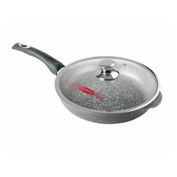 Сковорода 24см алюминевая стеклянная крышка Традиционная Гранит Горница