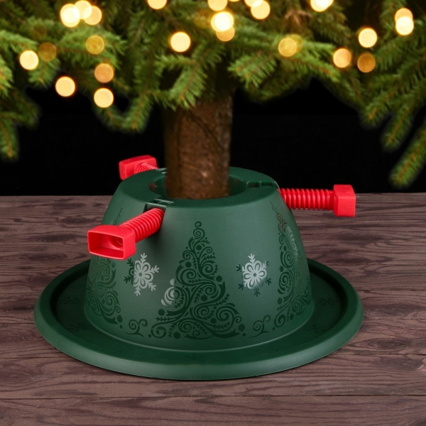 Подставка для ёлки Martika «Невио», пластик, d=34.9 см, h=13.5 см, зелёный/красный