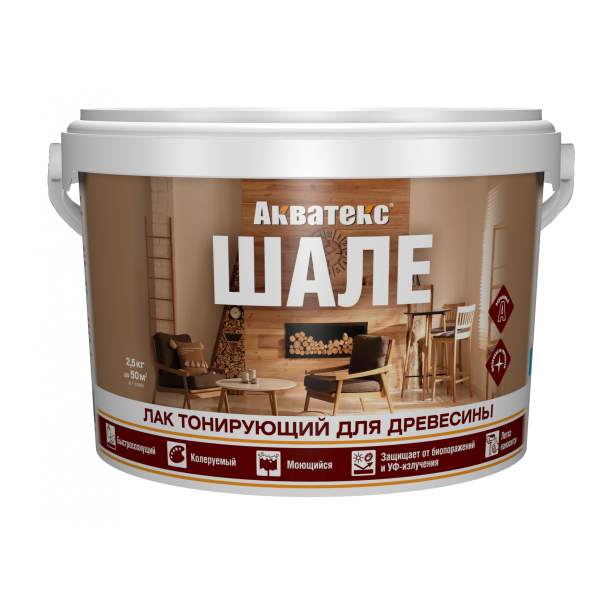 Лак акриловый тонированный  0,9кг белый Акватекс Шале