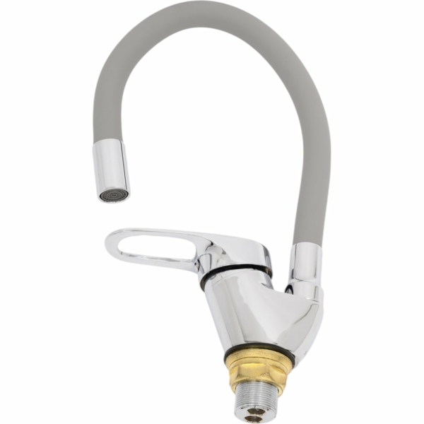 Смеситель для кухни однорычажный силиконовый излив серый латунь 46665-09/466965 SANDAY