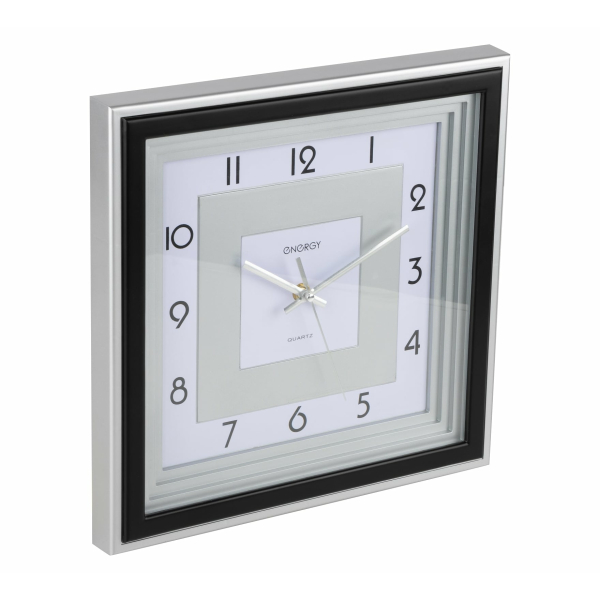 Часы настенные квадрат плавный ход, пластик E C-11 31,7*4см  Energy
