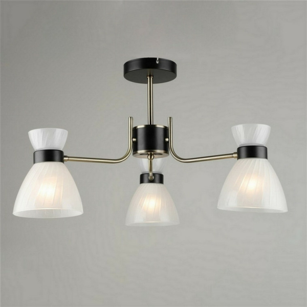 Люстра 3*60Вт Е27  плафон стекло черный 61,5*34,5 см 12м2 Baizheng