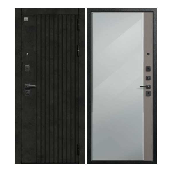 Дверь В-15/1  Черный Муар+Бетон Темный/ Софт ясень грей 860*2050 П ЗЕРКАЛО Центурион 2026