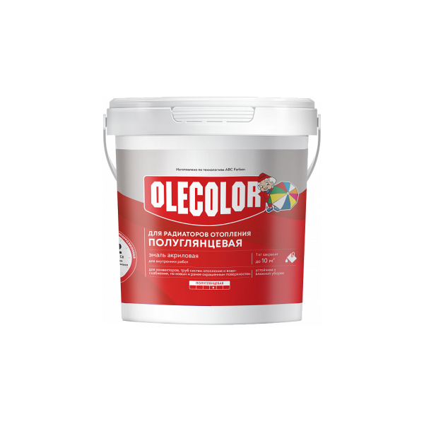 Эмаль акриловая для радиаторов белая полуглянцевая 1кг Olecolor