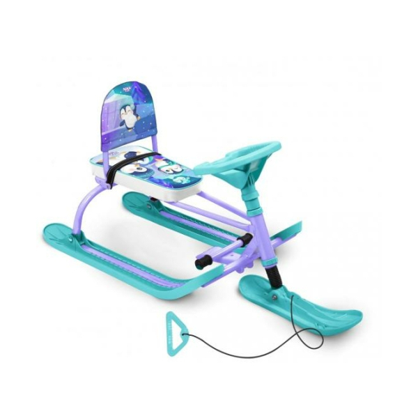 Снегокат металлический h-260мм до 60кг складная спинка с пингвинятами TWINY1 Nika