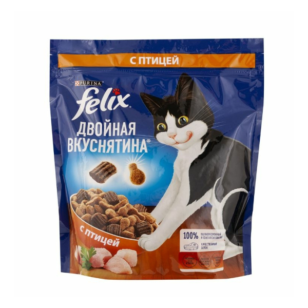 Корм Felix Двойная вкуснятина для кошек с птицей 200гр