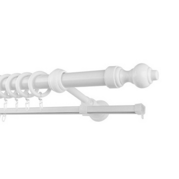 Карниз метал+пластик Кантри Луковица одинарный 28мм стандарт 1,6м белый