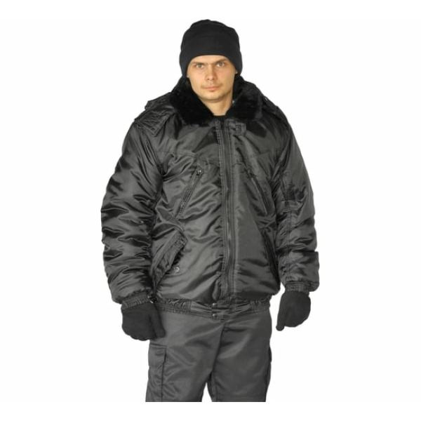 Куртка зимняя мужская на поясе Охрана черная 44-46, 182-188