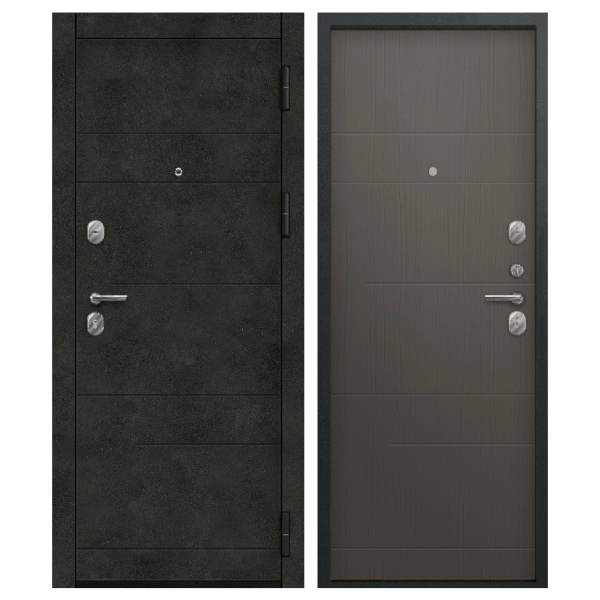 Дверь О-140 Чёрный сатин/Бетон тёмный - Ясень пепельный 860*2050 L Центурион 2026