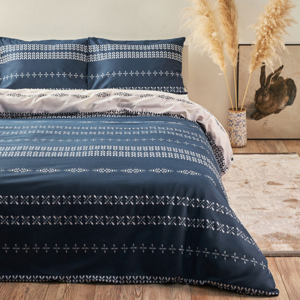 PROVANCE Нэви Комплект постельного белья 1,5 (4 предмета), поплин, 100% хлопок, синий