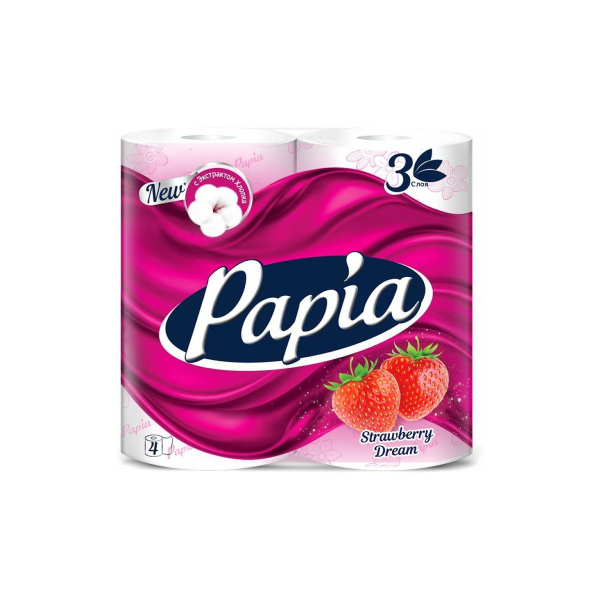 Туалетная бумага Papia 3-слойная, 4шт