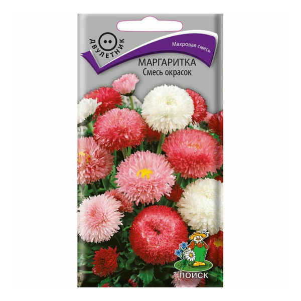 Маргаритка Прима многолетняя махровая смесь цветов 0,1г ЦП СеДеК