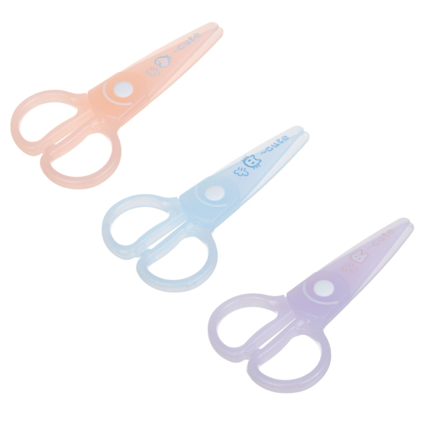 Ножницы, 125 мм, с безопасными пластиковыми лезвиями, пастель 3 цвета, шоу-бокс