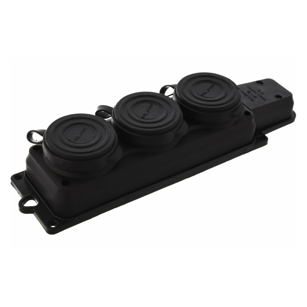 Колодка 3гн. 16А 220-240В 2P+PE (каучук, земля, заглушки) IP44 1-2.SALE