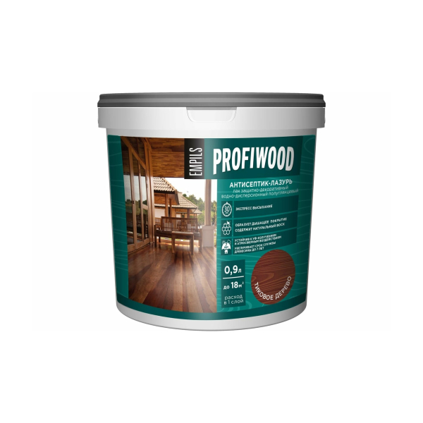 Антисептик-лазурь полиакриловый 0,9л тиковое дерево Profiwood
