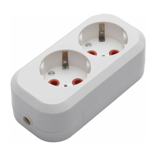 Колодка 2гн. 16А 250В (АБС-пластик, белая, земля) PST16-210-20 STEKKER