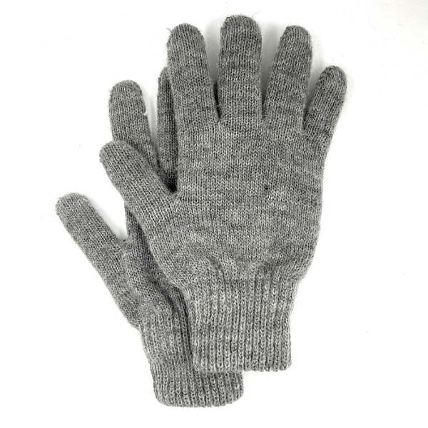 Перчатки вязанные утепленные полушерстяные Сибирь Двойные серые р9