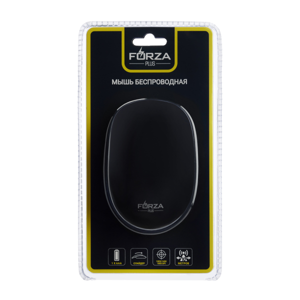 FORZA Компьютерная мышь беспроводная, 1000/1400/1800 DPI, 2.4GHz, 1xAAA, слайдер, чёрная