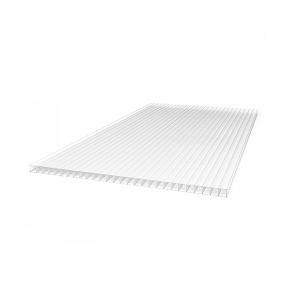 Сотовый поликарбонат ПЛАТИНУМ 4мм, Прозрачный 6 м,(0,52 кг/м2) белый скотч