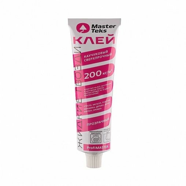 Жидкие гвозди каучуковый сверхпрочный 200кг/м2 прозрачный 80гр MasterTeks ProfiMaster