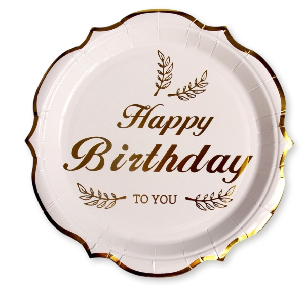 Тарелки бумажные "С днём рождения", 6 шт, цвет золото   9326520